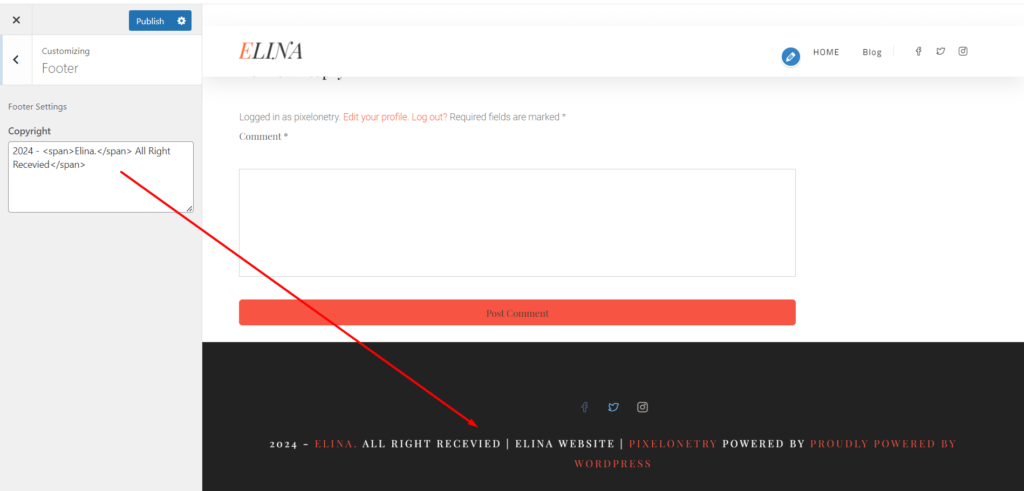 Footer Copyright | pixelonetry