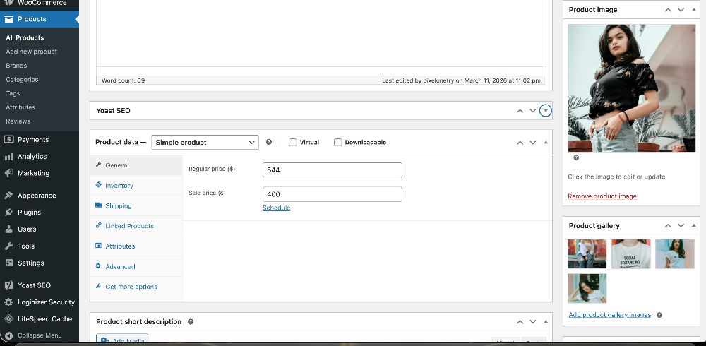 WooCommerce edit product pixelonetry