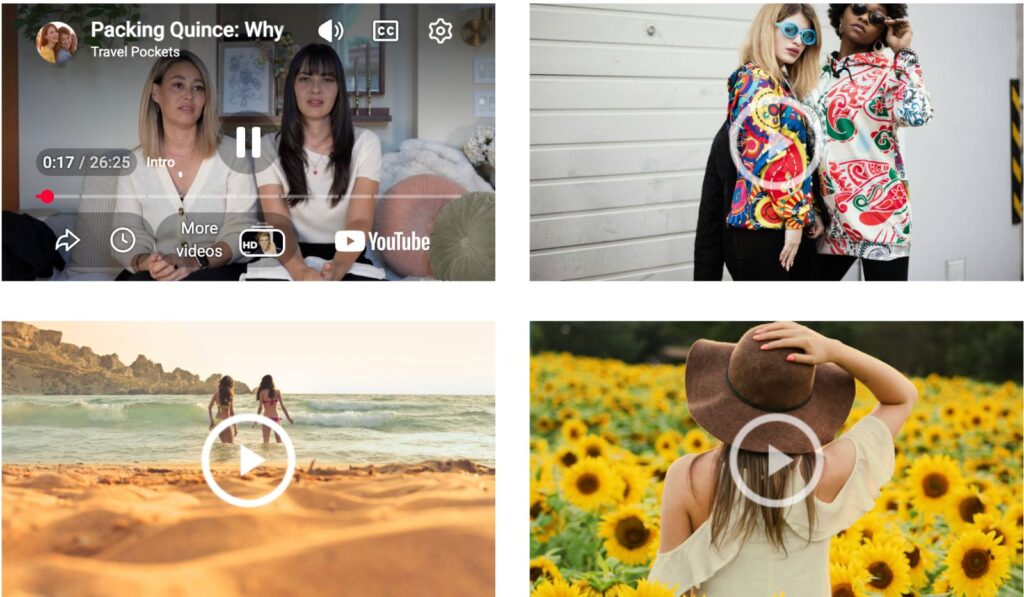 Video gallery with background image