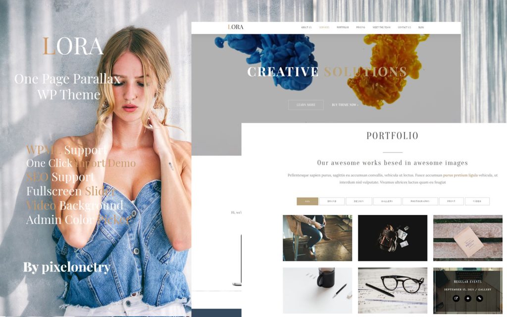 Lora - One Page Parallax WordPress Theme