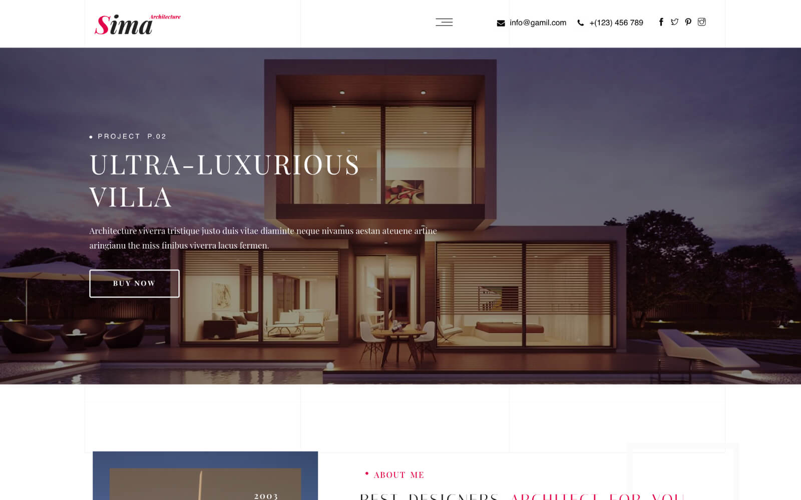 Sima Architecture Interior - WordPress Theme
