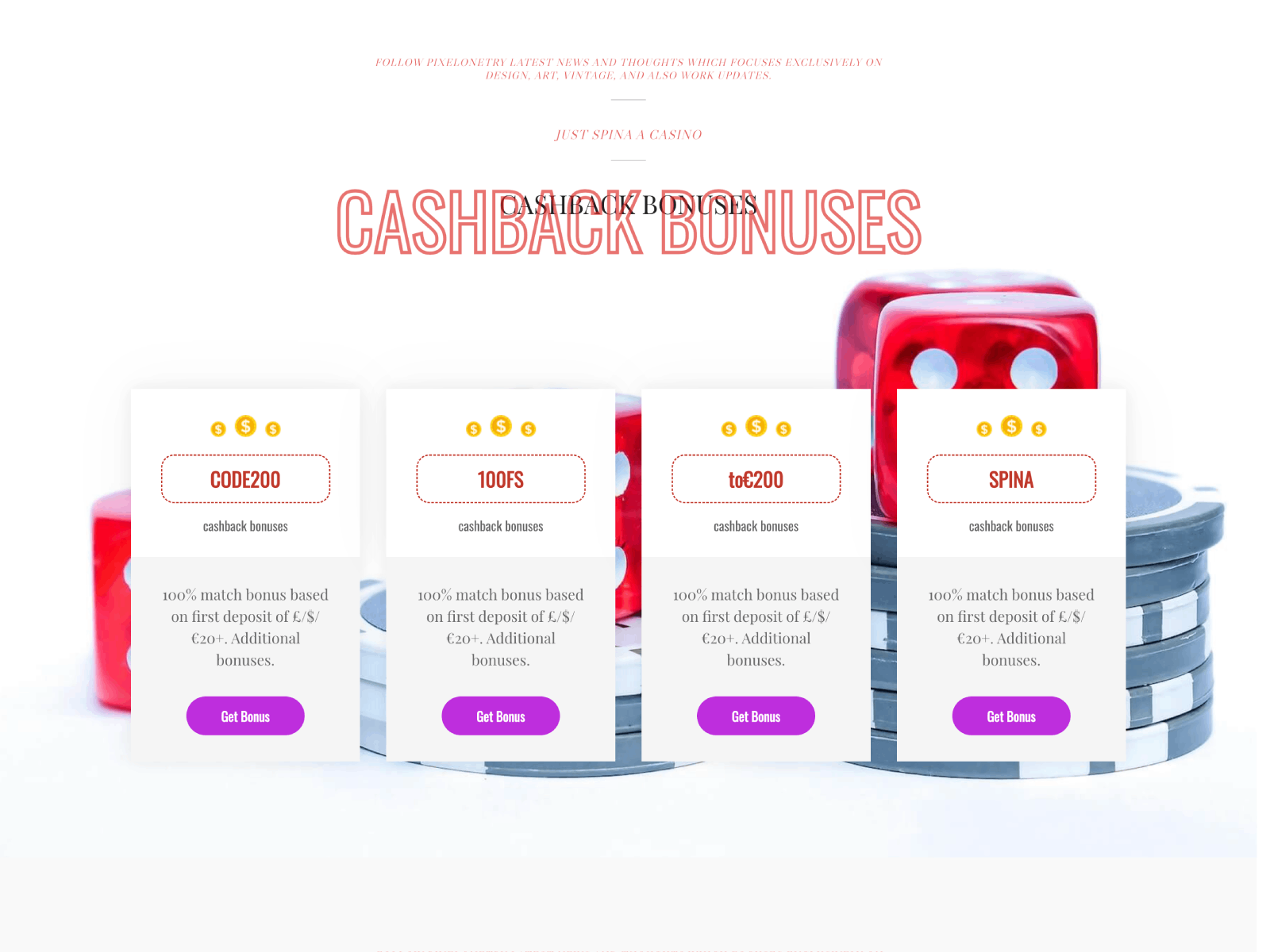 <p>Bonus & Promotion Showcase</p>